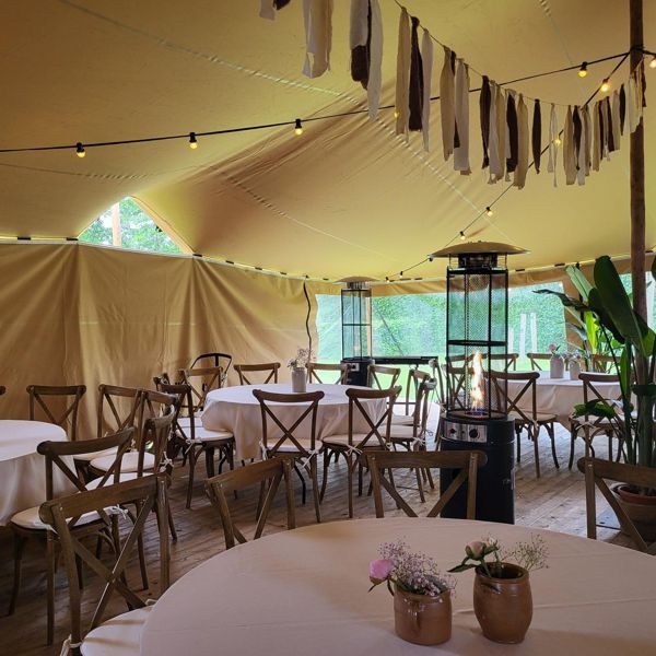 1476 Tafelkleed rond 240cm mild sand kleur