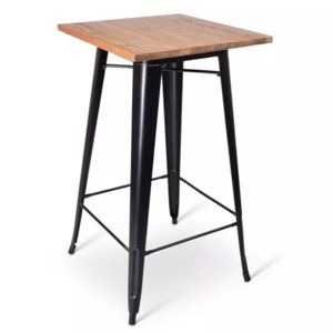 1529 Praat-statafel 12 stuks industrieel met houten blad 
