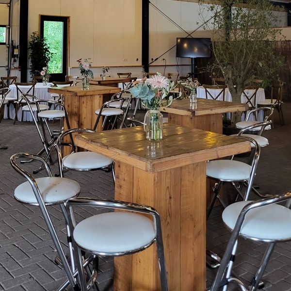 1541 Statafelkruk 30 stuks op kar, wit met chrome